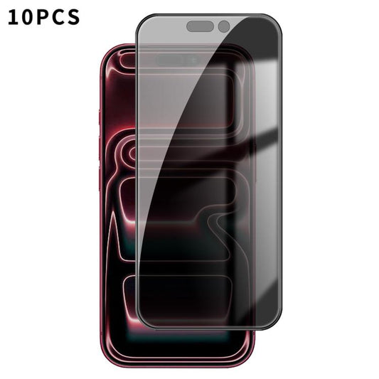 10pcs Kalebol High-Aluminum Screen-Printed Full-Coverage Black-Border Privacy Tempered Glass Film, For iPhone 18 Pro, For iPhone 18 Pro Max, For iPhone 17 Pro Max, For iPhone 17 Pro, For iPhone 17, For iPhone Air, For iPhone 16 Pro Max, For iPhone 16 P...