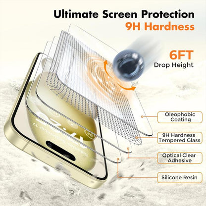 Kalebol 10pcs High-Aluminum Semi-Screen Anti-Fingerprint HD Tempered Glass Film, For iPhone 18 Pro, For iPhone 18 Pro Max, For iPhone 17 Pro Max, For iPhone 17 Pro, For iPhone 17, For iPhone Air, For iPhone 16 Pro Max, For iPhone 16 Pro                ...