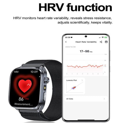 ET572 2.0 inch Color Screen Smart Watch Silicone Strap, Support Supports Health Monitoring / ECG