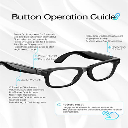 Lunettes intelligentes W620, avec assistance vocale intelligente IA / reconnaissance photo intelligente IA / traduction intelligente IA