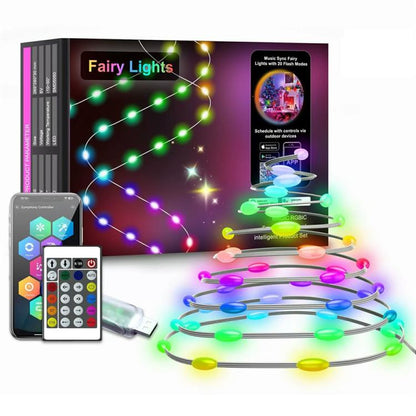 LXDC042 APP Controlled Smart LED String Lights Christmas Party Decoration Lights, 5M 50 LEDs, 10M 100 LEDs, 15M 150 LEDs, 20M 200 LEDs