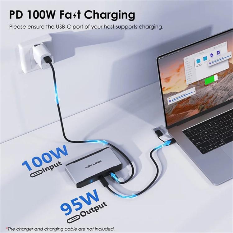 WAVLINK UG7701 Support 4K 60Hz 100W PD Hub Adapter USB-C to HD / Display Port Docking Station