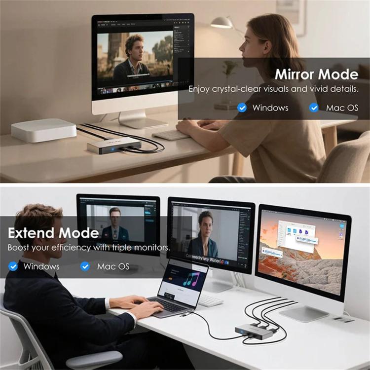 WAVLINK UG7701 Support 4K 60Hz 100W PD Hub Adapter USB-C to HD / Display Port Docking Station