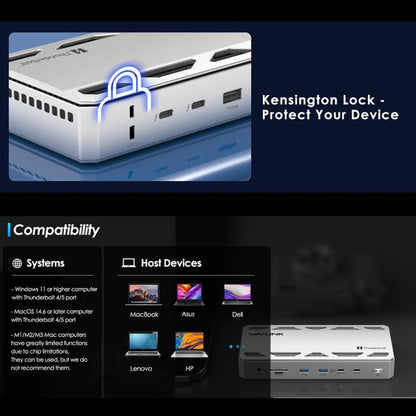 WAVLINK UTD58 12 in 1 120Gbps 140W Thunderbolt 5 Docking Station