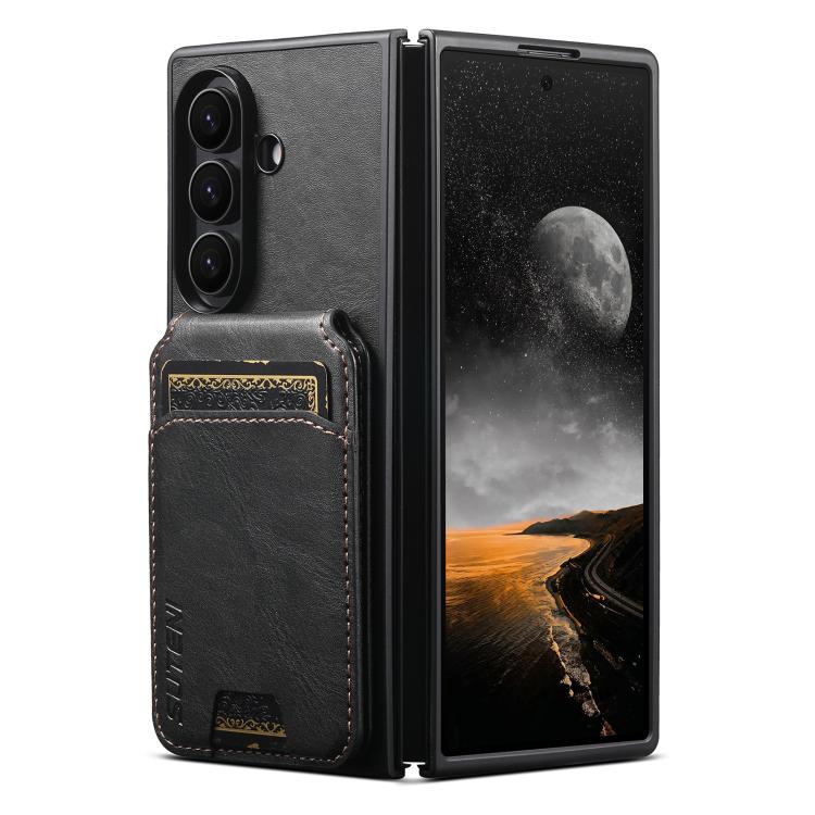 Suteni H02 Leather Wallet Stand Back Phone Case, For Galaxy Z Fold8 Ultra, For Galaxy Z Fold7, For Galaxy Z Fold6, For Galaxy Z Fold5