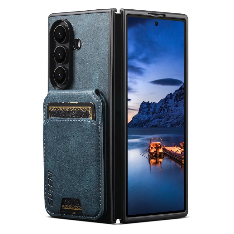 Suteni H02 Leather Wallet Stand Back Phone Case, For Galaxy Z Fold8 Ultra, For Galaxy Z Fold7, For Galaxy Z Fold6, For Galaxy Z Fold5