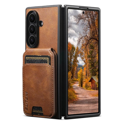 Suteni H02 Leather Wallet Stand Back Phone Case, For Galaxy Z Fold8 Ultra, For Galaxy Z Fold7, For Galaxy Z Fold6, For Galaxy Z Fold5