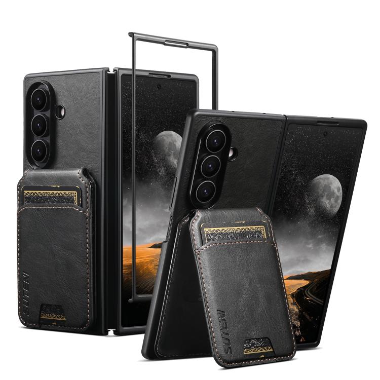 Suteni H02 Leather Wallet Stand Back Phone Case, For Galaxy Z Fold8 Ultra, For Galaxy Z Fold7, For Galaxy Z Fold6, For Galaxy Z Fold5