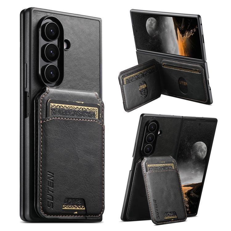 Suteni H02 Leather Wallet Stand Back Phone Case, For Galaxy Z Fold8 Ultra, For Galaxy Z Fold7, For Galaxy Z Fold6, For Galaxy Z Fold5