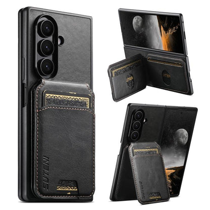 Suteni H02 Leather Wallet Stand Back Phone Case, For Galaxy Z Fold8 Ultra, For Galaxy Z Fold7, For Galaxy Z Fold6, For Galaxy Z Fold5