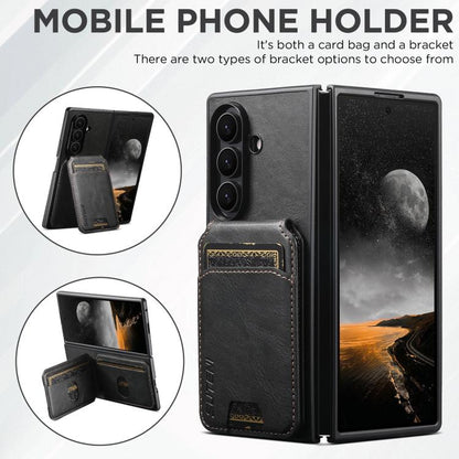 Suteni H02 Leather Wallet Stand Back Phone Case, For Galaxy Z Fold8 Ultra, For Galaxy Z Fold7, For Galaxy Z Fold6, For Galaxy Z Fold5