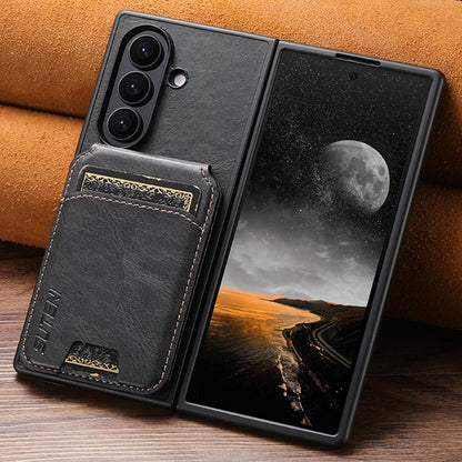 Suteni H02 Leather Wallet Stand Back Phone Case, For Galaxy Z Fold8 Ultra, For Galaxy Z Fold7, For Galaxy Z Fold6, For Galaxy Z Fold5