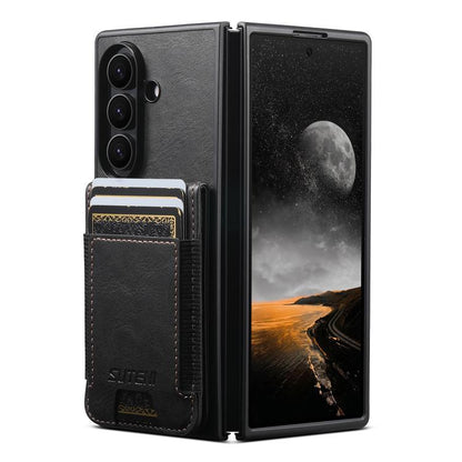 Suteni H03 Oil Wax Leather Wallet Stand Back Phone Case, For Galaxy Z Fold8 Ultra 5G, For Galaxy Z Fold7 5G, For Galaxy Z Fold6, For Galaxy Z Fold5