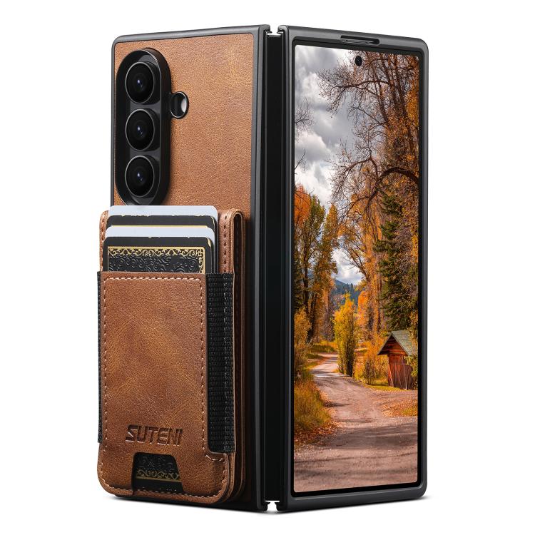 Suteni H03 Oil Wax Leather Wallet Stand Back Phone Case, For Galaxy Z Fold8 Ultra 5G, For Galaxy Z Fold7 5G, For Galaxy Z Fold6, For Galaxy Z Fold5