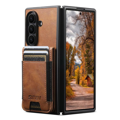 Suteni H03 Oil Wax Leather Wallet Stand Back Phone Case, For Galaxy Z Fold8 Ultra 5G, For Galaxy Z Fold7 5G, For Galaxy Z Fold6, For Galaxy Z Fold5