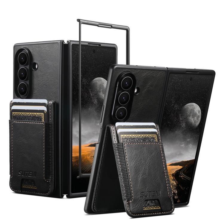 Suteni H03 Oil Wax Leather Wallet Stand Back Phone Case, For Galaxy Z Fold8 Ultra 5G, For Galaxy Z Fold7 5G, For Galaxy Z Fold6, For Galaxy Z Fold5