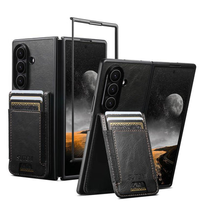 Suteni H03 Oil Wax Leather Wallet Stand Back Phone Case, For Galaxy Z Fold8 Ultra 5G, For Galaxy Z Fold7 5G, For Galaxy Z Fold6, For Galaxy Z Fold5