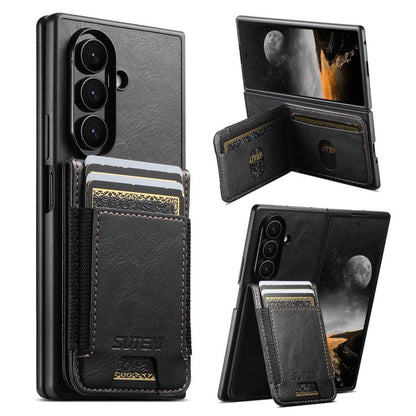 Suteni H03 Oil Wax Leather Wallet Stand Back Phone Case, For Galaxy Z Fold8 Ultra 5G, For Galaxy Z Fold7 5G, For Galaxy Z Fold6, For Galaxy Z Fold5