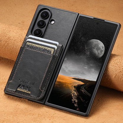 Suteni H03 Oil Wax Leather Wallet Stand Back Phone Case, For Galaxy Z Fold8 Ultra 5G, For Galaxy Z Fold7 5G, For Galaxy Z Fold6, For Galaxy Z Fold5