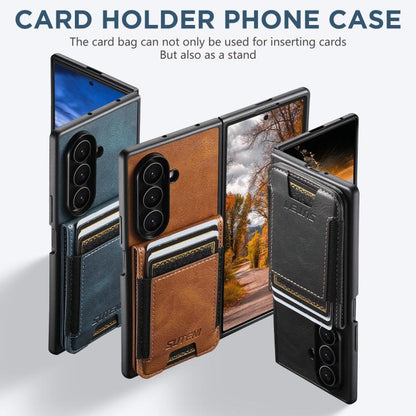 Suteni H03 Oil Wax Leather Wallet Stand Back Phone Case, For Galaxy Z Fold8 Ultra 5G, For Galaxy Z Fold7 5G, For Galaxy Z Fold6, For Galaxy Z Fold5