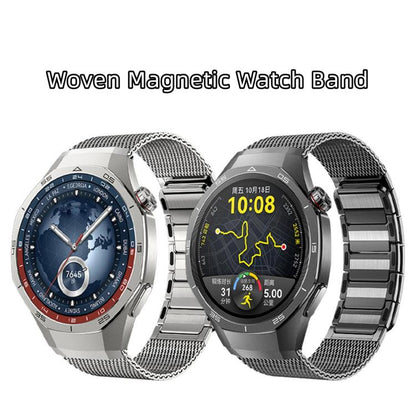 Magnetic Woven I-Shaped Stainless Steel Watch Band, For Huawei Watch GT 5 Pro 46mm