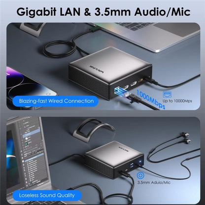 WAVLINK UMD27PRO Support 8K 30Hz 4K 144Hz 140W HUB Docking Station