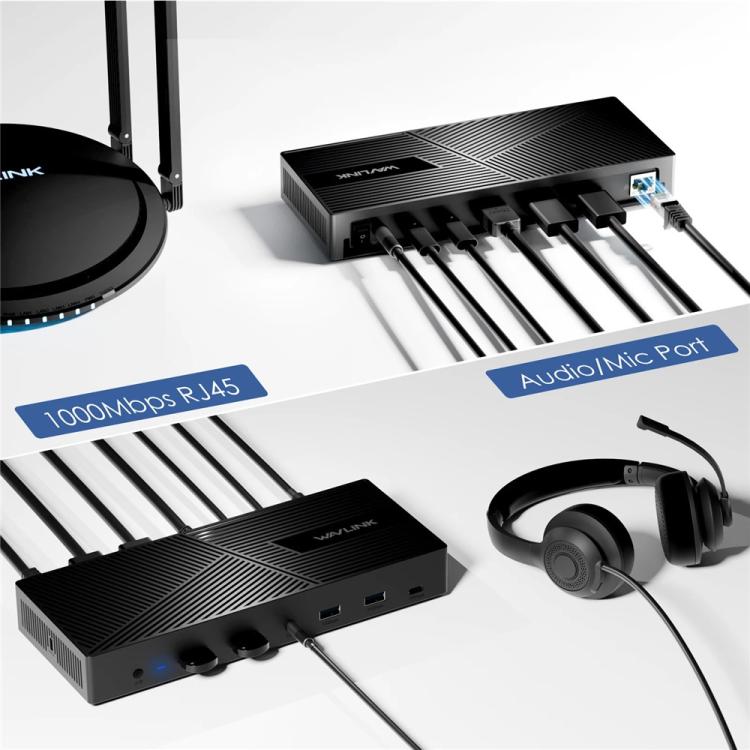 WAVLINK UG69PD27 USB-C KVM Exchanger Hub Adapter DisplayLink 4K Monitor Docking Station