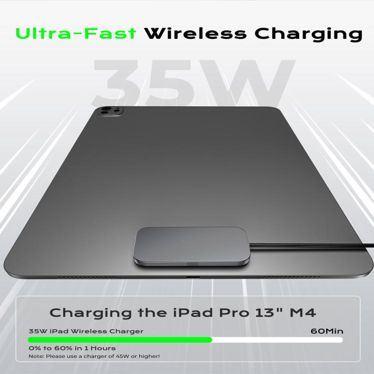 For iPad Pro 13 2025 Fast Charging Smart PIN Magnetic Charger Wireless Charging Pad with Type-C Cable, For iPad Pro 13 2025
