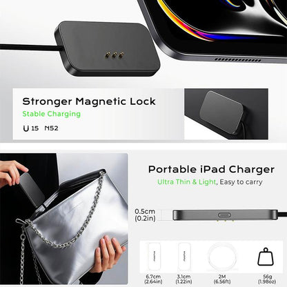 For iPad Pro 12.9 / Air 13 Fast Charging Smart PIN Magnetic Charger Wireless Charging Pad with Type-C Cable, For iPad Pro 12.9 / Air 13