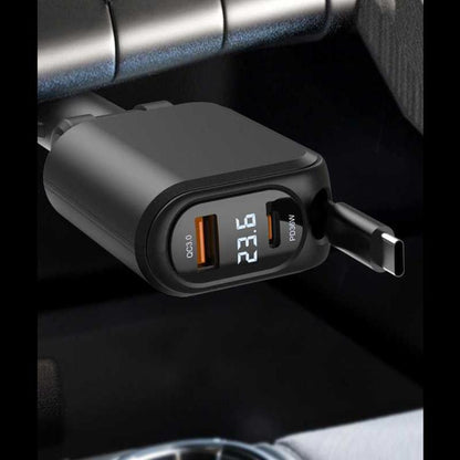 A25 QC3.0 / PD36W Fast Car Phone Charger with Cable, A25 (White), A25 (Black), A25 (Grey)