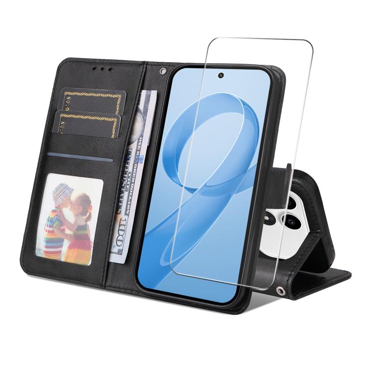 ENKAY Card Wallet Calf Texture Leather Phone Case with 0.18mm High Aluminum-silicon Glass Film, For Xiaomi 17T Pro, For Xiaomi 17T, For Xiaomi Poco X8 Pro Max 5G, For Xiaomi Poco X8 Pro 5G, For Xiaomi 17 Ultra, For Xiaomi 17 Pro Max, For Xiaomi 17 Pro ...