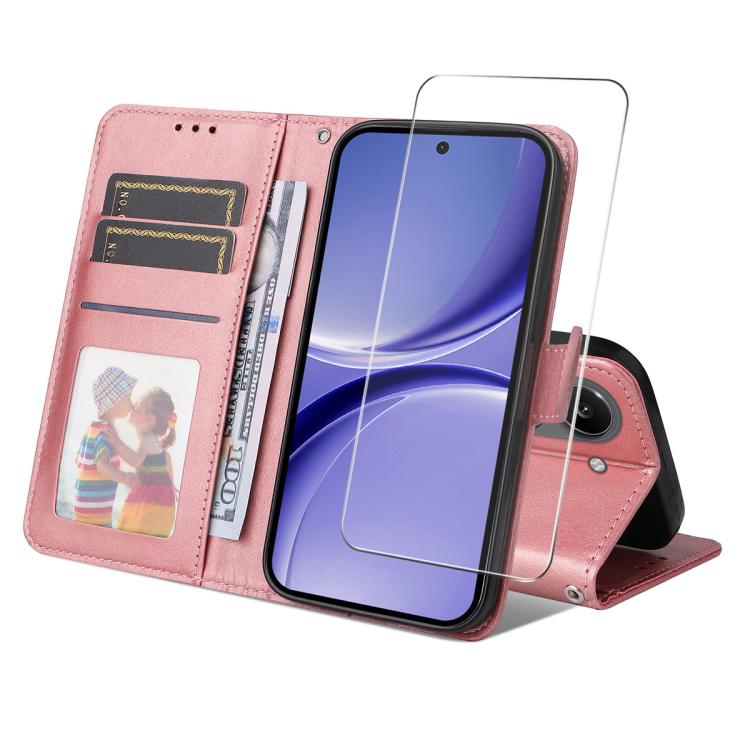 ENKAY Card Wallet Calf Texture Leather Phone Case with 0.18mm High Aluminum-silicon Glass Film, For Xiaomi 17T Pro, For Xiaomi 17T, For Xiaomi Poco X8 Pro Max 5G, For Xiaomi Poco X8 Pro 5G, For Xiaomi 17 Ultra, For Xiaomi 17 Pro Max, For Xiaomi 17 Pro ...