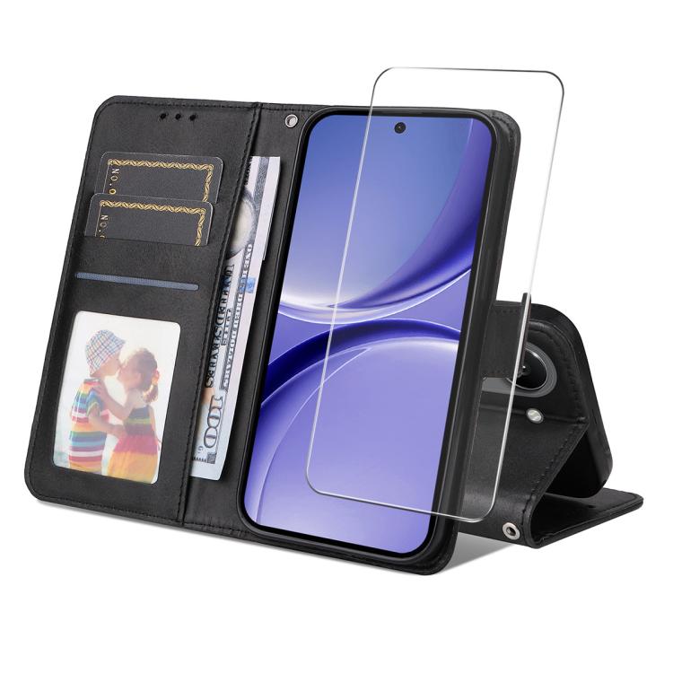 ENKAY Card Wallet Calf Texture Leather Phone Case with 0.18mm High Aluminum-silicon Glass Film, For Xiaomi 17T Pro, For Xiaomi 17T, For Xiaomi Poco X8 Pro Max 5G, For Xiaomi Poco X8 Pro 5G, For Xiaomi 17 Ultra, For Xiaomi 17 Pro Max, For Xiaomi 17 Pro ...