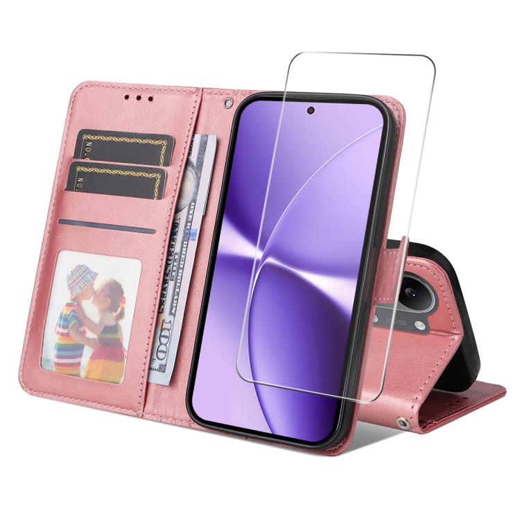 ENKAY Card Wallet Calf Texture Leather Phone Case with 0.18mm High Aluminum-silicon Glass Film, For Xiaomi 17T Pro, For Xiaomi 17T, For Xiaomi Poco X8 Pro Max 5G, For Xiaomi Poco X8 Pro 5G, For Xiaomi 17 Ultra, For Xiaomi 17 Pro Max, For Xiaomi 17 Pro ...