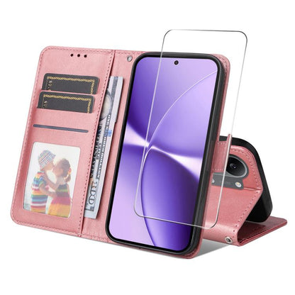 ENKAY Card Wallet Calf Texture Leather Phone Case with 0.18mm High Aluminum-silicon Glass Film, For Xiaomi 17T Pro, For Xiaomi 17T, For Xiaomi Poco X8 Pro Max 5G, For Xiaomi Poco X8 Pro 5G, For Xiaomi 17 Ultra, For Xiaomi 17 Pro Max, For Xiaomi 17 Pro ...