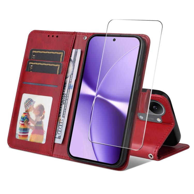 ENKAY Card Wallet Calf Texture Leather Phone Case with 0.18mm High Aluminum-silicon Glass Film, For Xiaomi 17T Pro, For Xiaomi 17T, For Xiaomi Poco X8 Pro Max 5G, For Xiaomi Poco X8 Pro 5G, For Xiaomi 17 Ultra, For Xiaomi 17 Pro Max, For Xiaomi 17 Pro ...