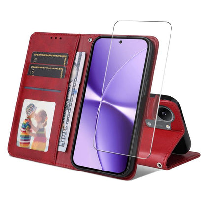ENKAY Card Wallet Calf Texture Leather Phone Case with 0.18mm High Aluminum-silicon Glass Film, For Xiaomi 17T Pro, For Xiaomi 17T, For Xiaomi Poco X8 Pro Max 5G, For Xiaomi Poco X8 Pro 5G, For Xiaomi 17 Ultra, For Xiaomi 17 Pro Max, For Xiaomi 17 Pro ...