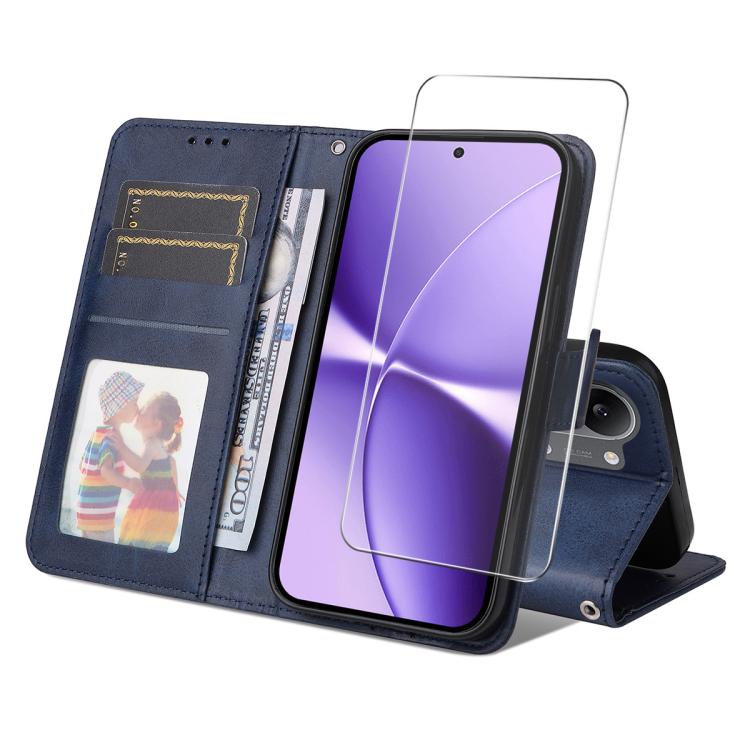 ENKAY Card Wallet Calf Texture Leather Phone Case with 0.18mm High Aluminum-silicon Glass Film, For Xiaomi 17T Pro, For Xiaomi 17T, For Xiaomi Poco X8 Pro Max 5G, For Xiaomi Poco X8 Pro 5G, For Xiaomi 17 Ultra, For Xiaomi 17 Pro Max, For Xiaomi 17 Pro ...