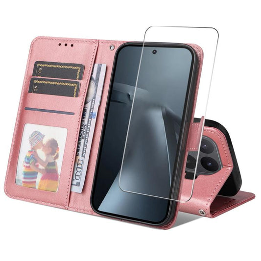 ENKAY Card Wallet Calf Texture Leather Phone Case with 0.18mm High Aluminum-silicon Glass Film, For Xiaomi 17T Pro, For Xiaomi 17T, For Xiaomi Poco X8 Pro Max 5G, For Xiaomi Poco X8 Pro 5G, For Xiaomi 17 Ultra, For Xiaomi 17 Pro Max, For Xiaomi 17 Pro