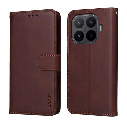ENKAY Card Wallet Calf Texture Leather Phone Case with 0.18mm High Aluminum-silicon Glass Film, For Xiaomi 17T Pro, For Xiaomi 17T, For Xiaomi Poco X8 Pro Max 5G, For Xiaomi Poco X8 Pro 5G, For Xiaomi 17 Ultra, For Xiaomi 17 Pro Max, For Xiaomi 17 Pro ...