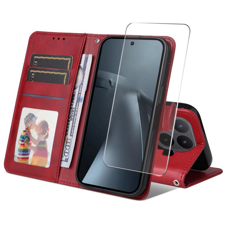 ENKAY Card Wallet Calf Texture Leather Phone Case with 0.18mm High Aluminum-silicon Glass Film, For Xiaomi 17T Pro, For Xiaomi 17T, For Xiaomi Poco X8 Pro Max 5G, For Xiaomi Poco X8 Pro 5G, For Xiaomi 17 Ultra, For Xiaomi 17 Pro Max, For Xiaomi 17 Pro ...