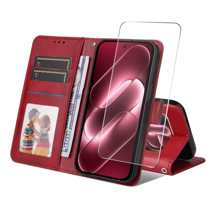 ENKAY Card Wallet Calf Texture Leather Phone Case with 0.18mm High Aluminum-silicon Glass Film, For Xiaomi 18 Pro Max 5G, For Xiaomi 18 Pro 5G, For Xiaomi 17T Pro, For Xiaomi 17T, For Xiaomi Poco X8 Pro Max 5G, For Xiaomi Poco X8 Pro 5G                ...
