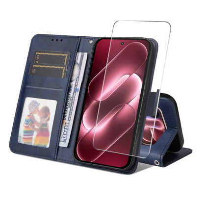 ENKAY Card Wallet Calf Texture Leather Phone Case with 0.18mm High Aluminum-silicon Glass Film, For Xiaomi 18 Pro Max 5G, For Xiaomi 18 Pro 5G, For Xiaomi 17T Pro, For Xiaomi 17T, For Xiaomi Poco X8 Pro Max 5G, For Xiaomi Poco X8 Pro 5G                ...