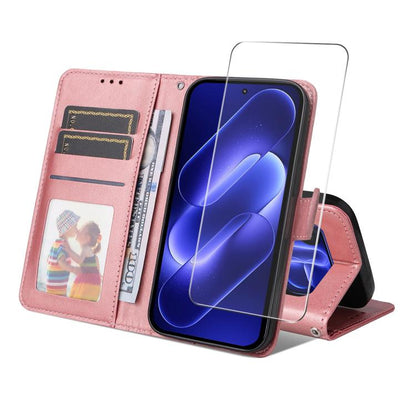 ENKAY Card Wallet Calf Texture Leather Phone Case with 0.18mm High Aluminum-silicon Glass Film, For Xiaomi 18 Pro Max 5G, For Xiaomi 18 Pro 5G, For Xiaomi 17T Pro, For Xiaomi 17T, For Xiaomi Poco X8 Pro Max 5G, For Xiaomi Poco X8 Pro 5G                ...