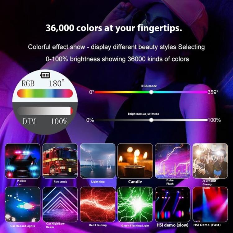 VLOGLITE K15RGB Photography Studio Camera Lamp 15W Full Color Fill Light RGB LED Video Light, K15RGB