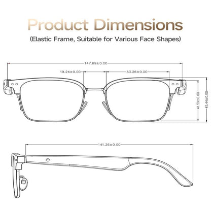 W100D Smart Glasses, Support AI Intelligent Translation / AI Conversation / BT Calling