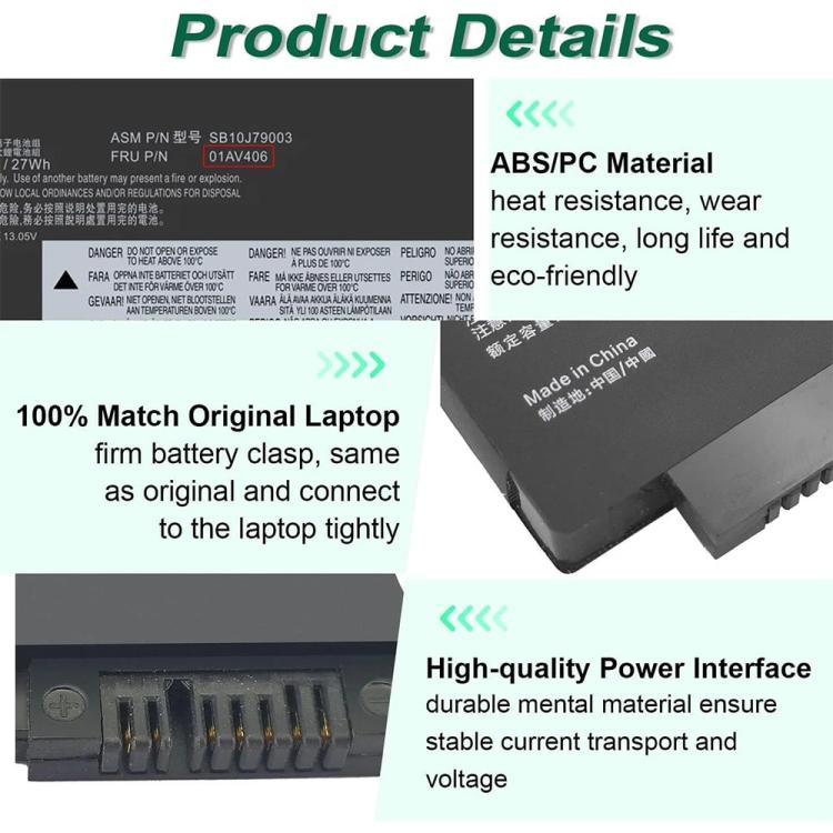 Batterie d'ordinateur portable pour Lenovo 01AV405 Version courte 00HW022 / Version longue T460S T470S T480S, 00HW022