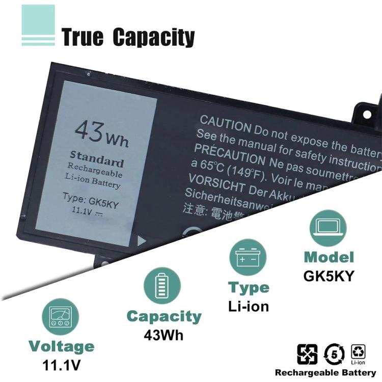 Laptop Battery For Dell Inspiron 11 3000 Series 3147 3148 3153, GK5KY 11.1V 43Wh