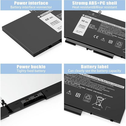 Laptop Battery for Dell Latitude 5401 5410 5411 5501 5510 5511 Precision 3541 3551, 3HWPP 15.2V 68Wh