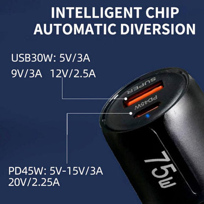 TE-P63 PD45W USB-C+USB 3.0 Multi Compatibility Protocol Car Charger, TE-P63